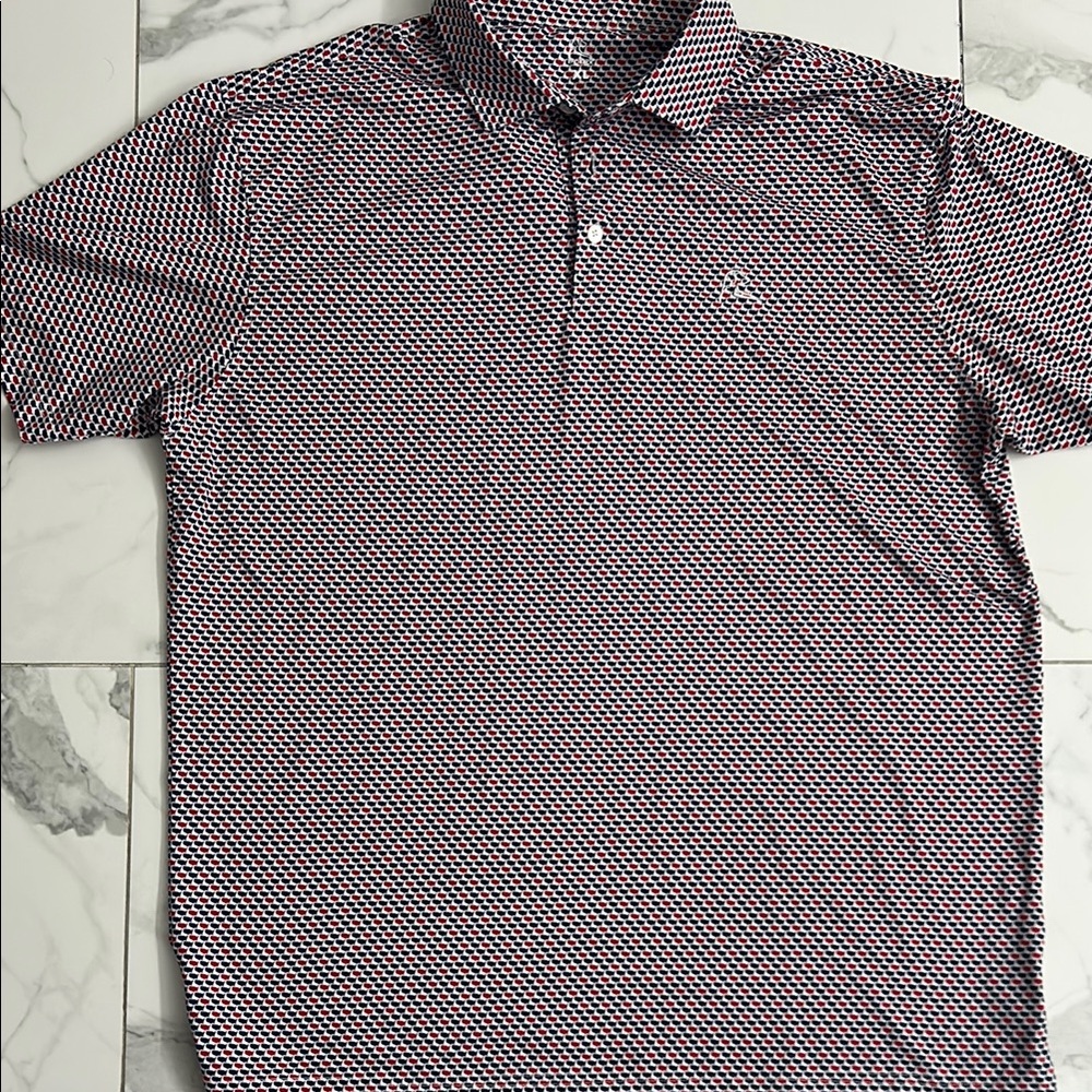 Rhoback red, white and blue US map, Polo Shirt XL